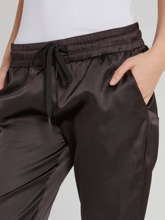 Black Drawstring Viscose Active Pants