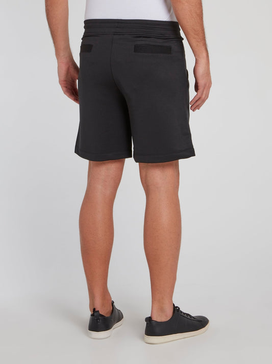 Black Logo Pocket Cotton Shorts