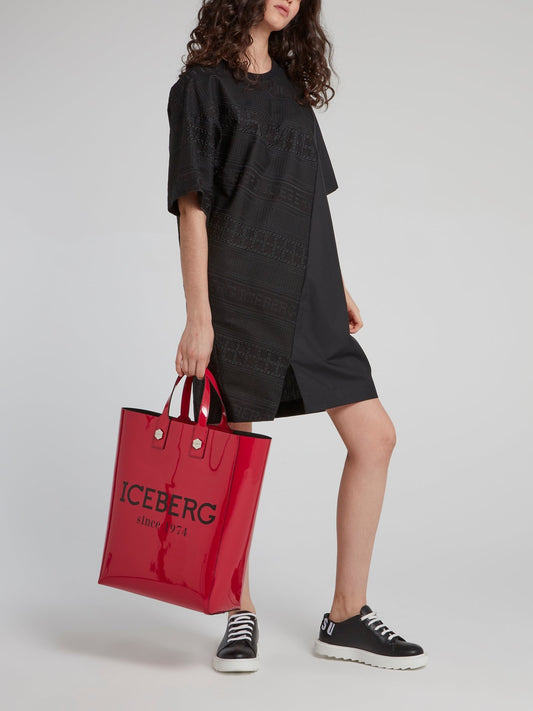 Black Logo Panel Mini Dress