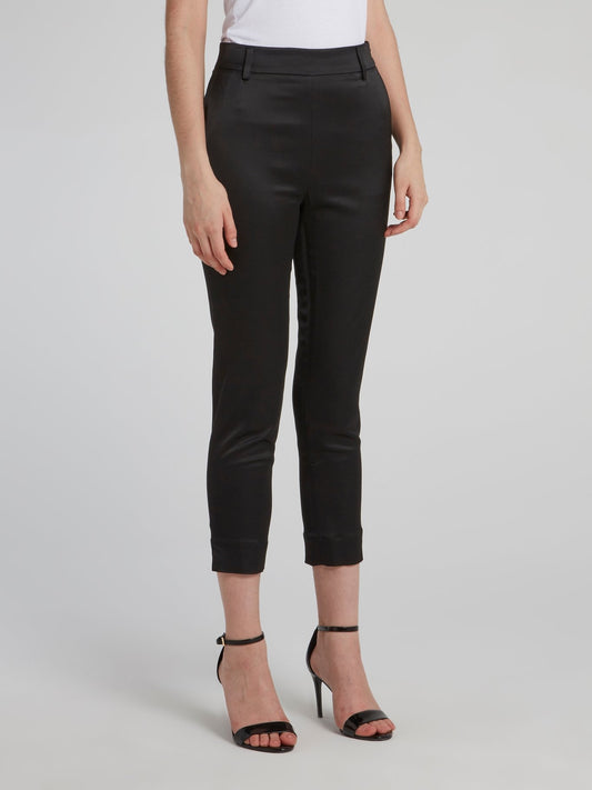 Black Viscose Capri Pants