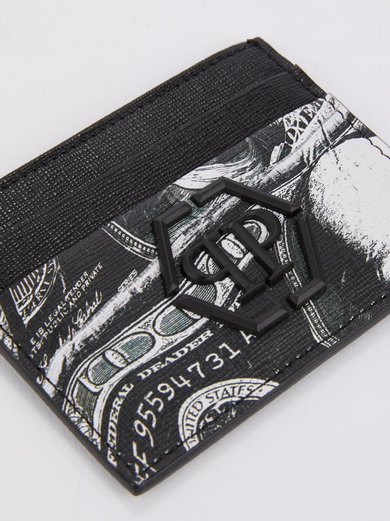 Черный держатель для карт с принтом Dollar Skull