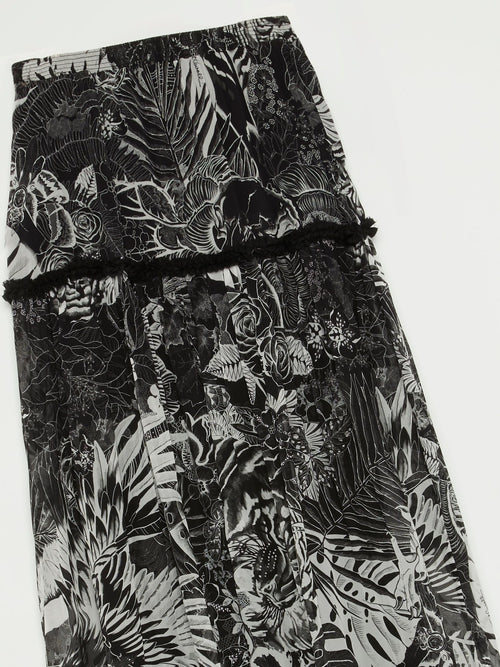 Черная юбка-макси с тропическим принтом в стиле бохо