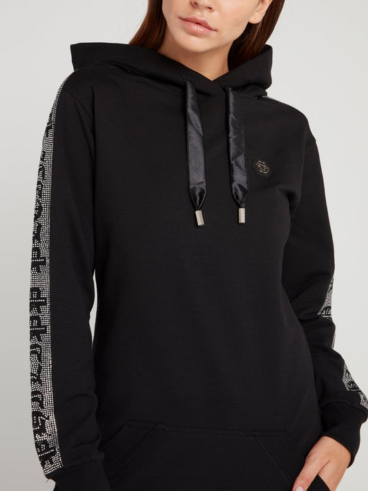 Black Logo Tape Hoodie Sweatshirt