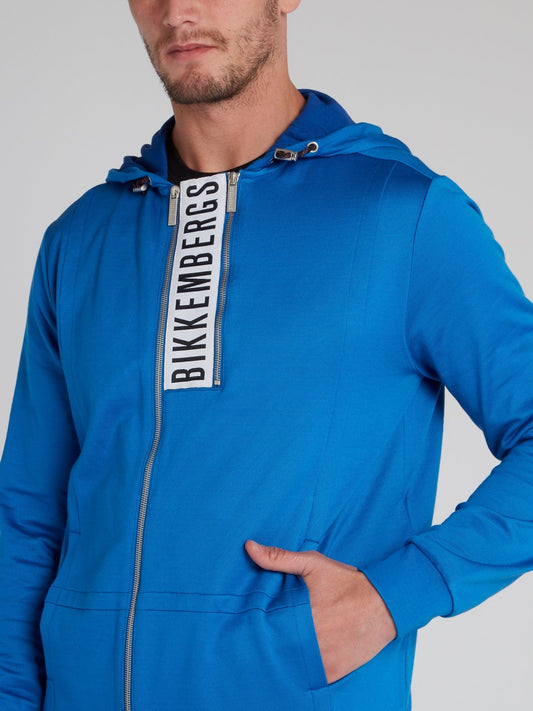 Blue Statement Zip Up Jacket