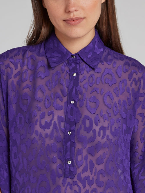 Purple Leopard Mesh Shirt