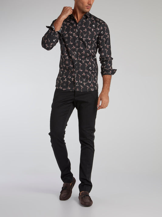 Skull and Hummingbird Print Shirt