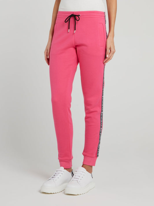 Розовые брюки из флиса с логотипом