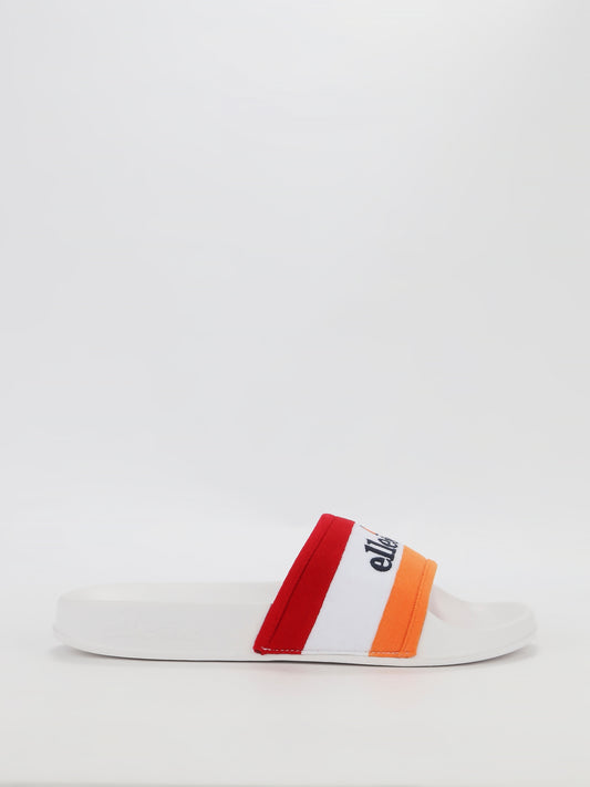 Borgaro White Logo Stripe Slides