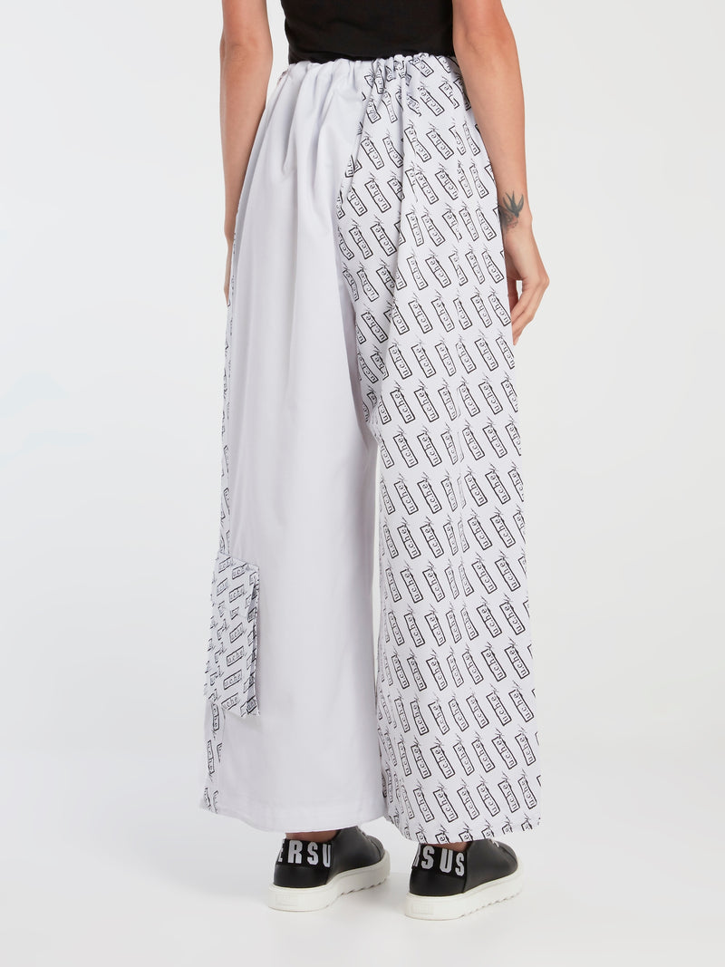 Monogram Print Panel Oversized Pants