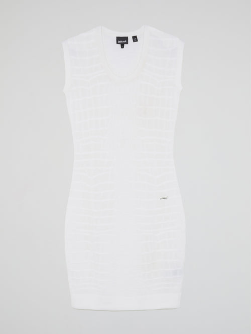 White Reptilian Sleeveless Dress