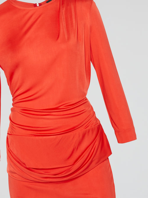 Orange Draped Mini Dress