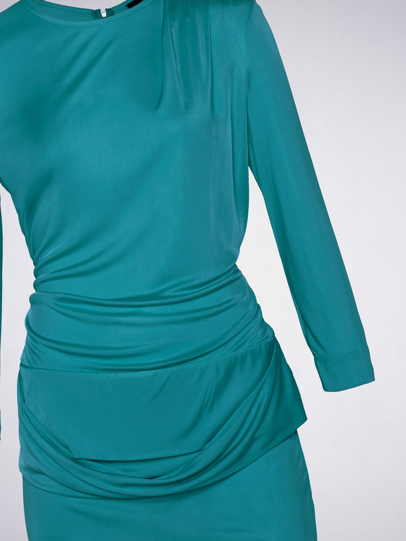 Teal Draped Mini Dress