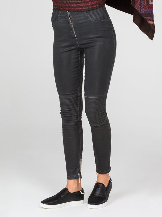 Black Skinny Zipper Pants