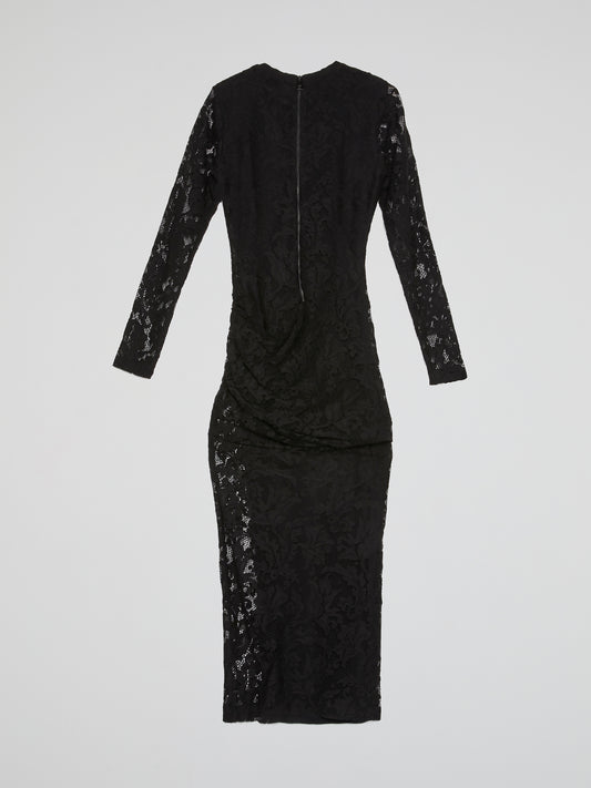 Black Paisley Lace Midi Dress