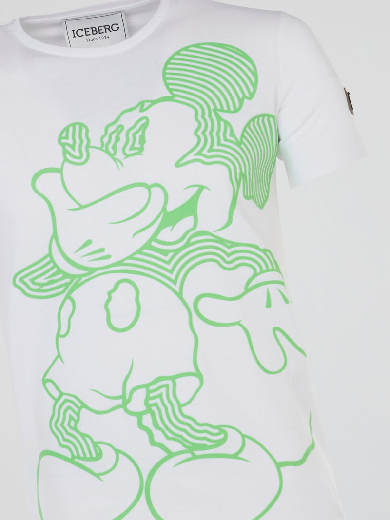 Mickey Mouse White Psychedelic Print T-Shirt